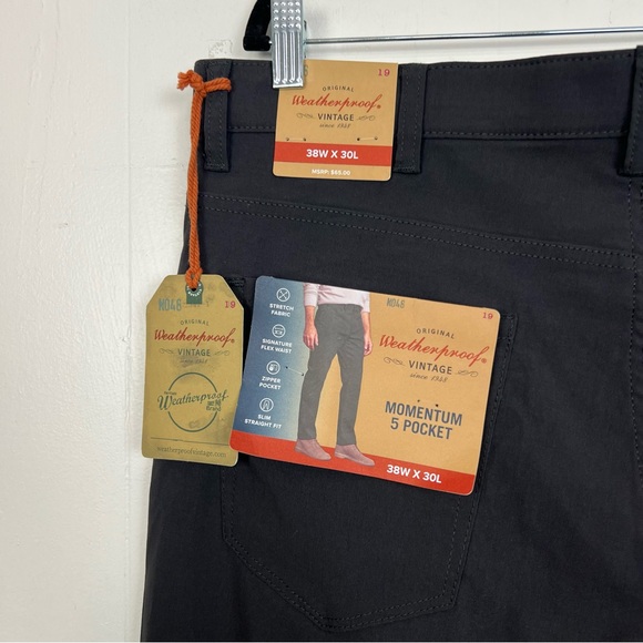 NWT Weatherproof Vintage Performance Pants Mens 38x30 Dark Grey Stretch Flex - Picture 4 of 5
